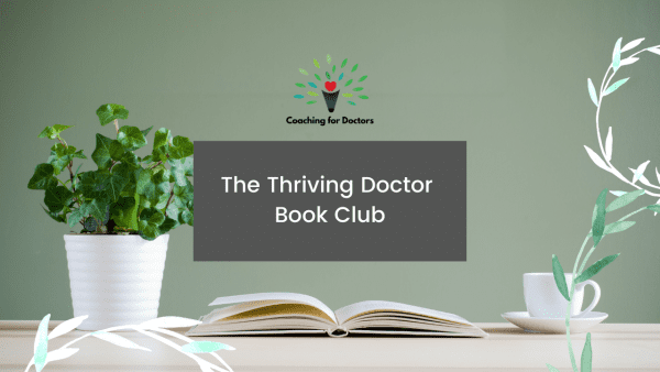 Book Club header, pot plant, open book and cup and saucer